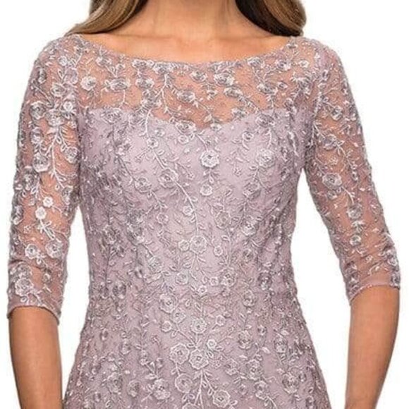 NWT La Femme 27981SC Lace Mother of the Bride Dress Pink Size 16 - Picture 5 of 7
